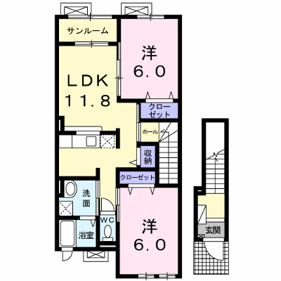ロズレイ 203【管理NO：1-016799501-02030】 ★家具家電は申し込み後に搬入します★ ★2026年09月下旬入居可能★の外観画像