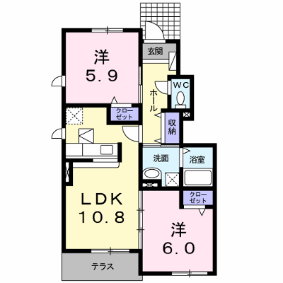 エスポワール 102【管理NO：1-016783601-01020】 ★家具家電は申し込み後に搬入します★ ★2026年09月中旬入居可能★の外観画像
