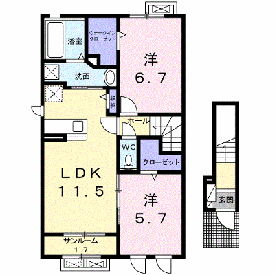 メルヴェーユ　Ⅱ 201【管理NO：1-026085802-02010】 ★家具家電は申し込み後に搬入します★ ★2026年09月中旬入居可能★の外観画像