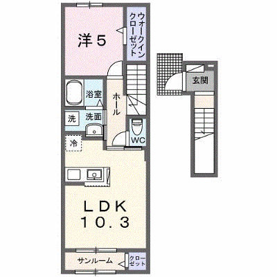 コルティーレⅡ 202【管理NO：1-027692301-02020】 ★家具家電は申し込み後に搬入します★の外観画像