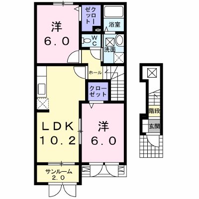ローズガーデン 202【管理NO：1-014939301-02020】 ★家具家電は申し込み後に搬入します★の外観画像