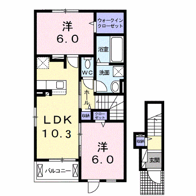 エイドⅡ 201【管理NO：1-026147402-02010】 ★家具家電は申し込み後に搬入します★の外観画像