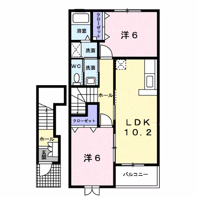 サニーグリーンＣ 203【管理NO：1-013477201-02030】 ★家具家電は申し込み後に搬入します★ ★2026年10月上旬入居可能★の外観画像