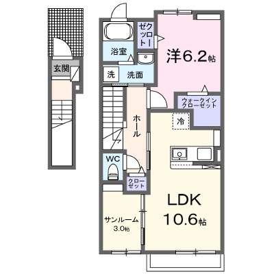 アルカンシエル 203【管理NO：1-027325701-02030】 ★家具家電は申し込み後に搬入します★ ★2026年10月中旬入居可能★の外観画像