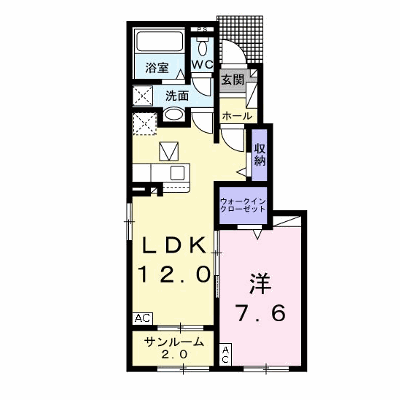 カーサ　フェリシアＡ 102【管理NO：1-027045301-01020】 ★家具家電は申し込み後に搬入します★の外観画像
