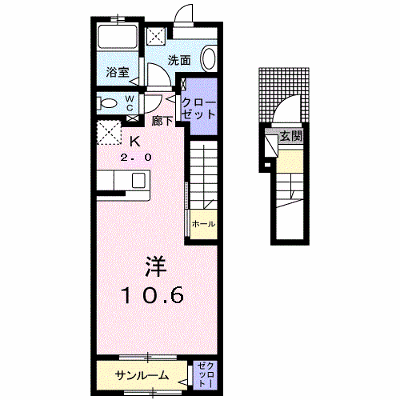 サンクロラⅡ 202【管理NO：1-023574201-02020】 ★家具家電は申し込み後に搬入します★ ★2026年09月中旬入居可能★の外観画像