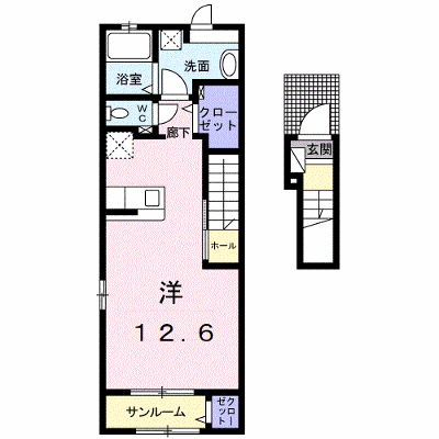 ベルフラワーⅡ 205【管理NO：1-025951402-02050】 ★家具家電は申し込み後に搬入します★の外観画像