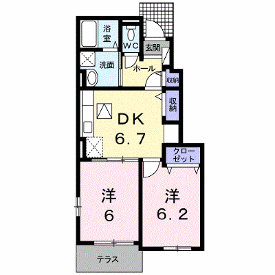 グリーングラスＢ 102【管理NO：1-018946802-01020】 ★家具家電は申し込み後に搬入します★ ★2026年10月中旬入居可能★の外観画像