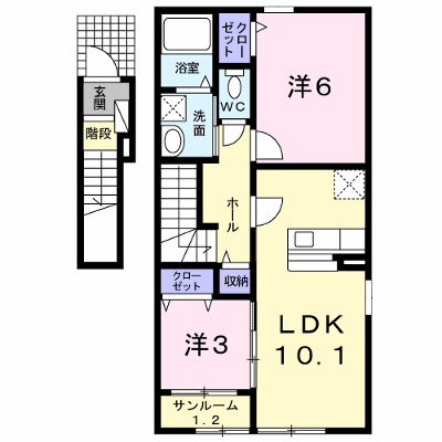Ｐｅｒｓｉｍｍｏｎ－Ｋ 201【管理NO：1-017315401-02010】 ★家具家電は申し込み後に搬入します★ ★2026年10月中旬入居可能★の外観画像