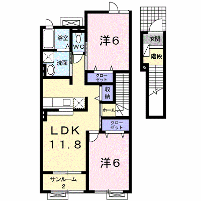 ディアーコートⅡ 203【管理NO：1-015355601-02030】 ★家具家電は申し込み後に搬入します★の外観画像
