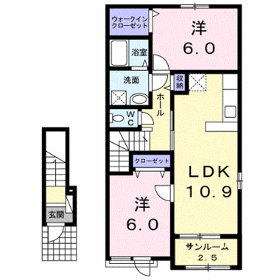 ベルステップⅠ 202【管理NO：1-021928601-02020】 ★家具家電は申し込み後に搬入します★の外観画像