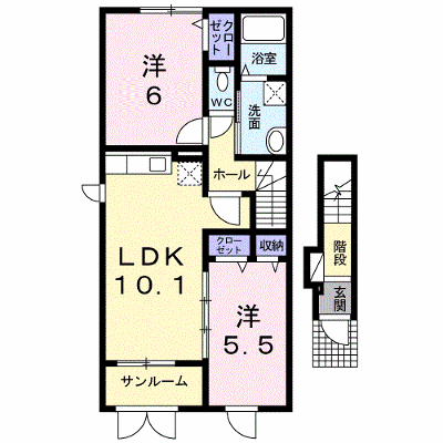 カルム・フラン 201【管理NO：1-016337801-02010】 ★家具家電は申し込み後に搬入します★ ★2026年10月下旬入居可能★の外観画像