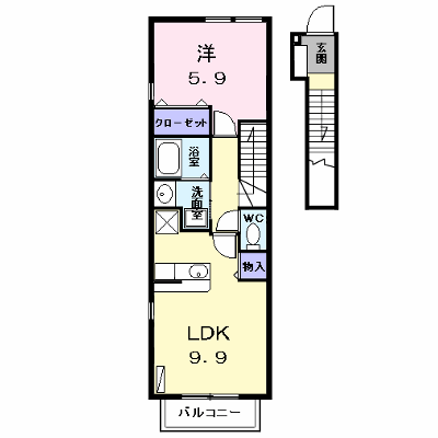 カフェオーレＢＡＮ　Ⅰ 203【管理NO：1-012846701-02030】 ★家具家電は申し込み後に搬入します★ ★2026年09月中旬入居可能★の外観画像
