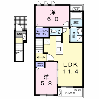 リベルテⅡ・２号館 202【管理NO：1-024537802-02020】 ★家具家電は申し込み後に搬入します★ ★2026年10月中旬入居可能★の外観画像