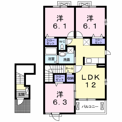 ソレイユ 206【管理NO：1-019726101-02050】 ★家具家電は申し込み後に搬入します★ ★2026年09月中旬入居可能★の外観画像