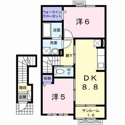 パーシモン　Ｅ 202【管理NO：1-022076401-02020】 ★家具家電は申し込み後に搬入します★ ★2026年10月上旬入居可能★の外観画像