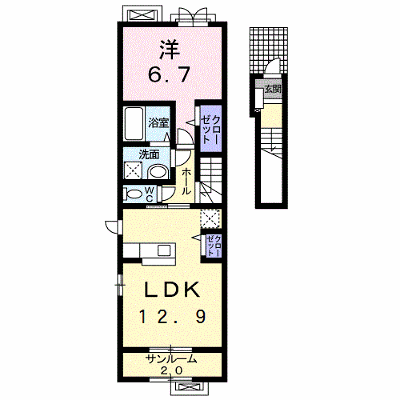 スイセンⅠ 205【管理NO：1-024877801-02050】 ★家具家電は申し込み後に搬入します★ ★2026年10月中旬入居可能★の外観画像