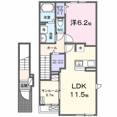 アヴニール 203【管理NO：1-027336101-02030】 ★家具家電は申し込み後に搬入します★ ★2026年11月上旬入居可能★の外観画像
