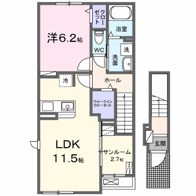 ラピスールＢ 201【管理NO：1-027763402-02010】 ★家具家電は申し込み後に搬入します★ ★2026年10月下旬入居可能★の外観画像