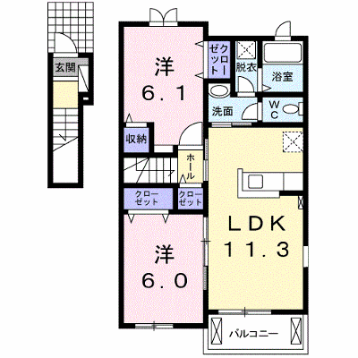 レイクサイドヴィラ・Ｋ 201【管理NO：1-018559301-02010】 ★家具家電は申し込み後に搬入します★の外観画像