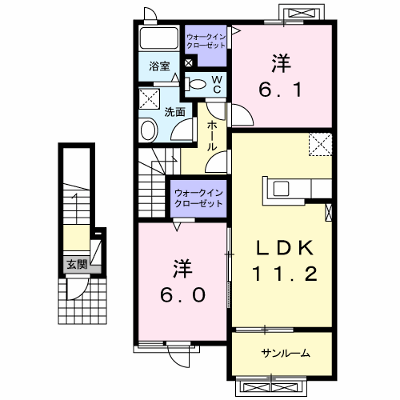 ヒルサイド 203【管理NO：1-019427301-02030】 ★家具家電は申し込み後に搬入します★ ★2026年10月下旬入居可能★の外観画像