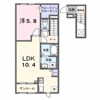 ルナクレール 202【管理NO：1-028842701-02020】 ★家具家電は申し込み後に搬入します★ ★2027年03月上旬入居可能★の外観画像