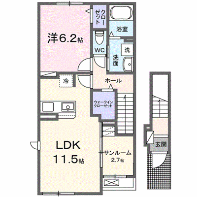 イリーデⅢ 201【管理NO：1-026492101-02010】 ★家具家電は申し込み後に搬入します★ ★2027年02月上旬入居可能★の外観画像