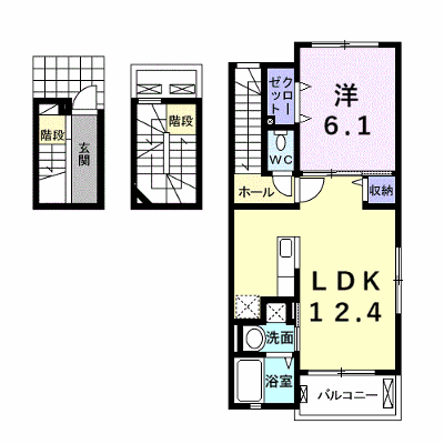 エレガントⅡ 301【管理NO：1-022426201-03010】 ★家具家電は申し込み後に搬入します★ ★2026年09月下旬入居可能★の外観画像