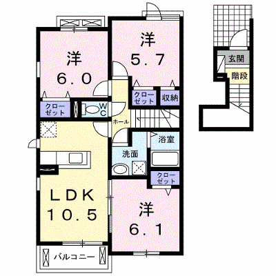エスパス　ド　コンフォーⅡ　Ａ 203【管理NO：1-024302001-02030】 ★家具家電は申し込み後に搬入します★ ★2026年10月中旬入居可能★の外観画像