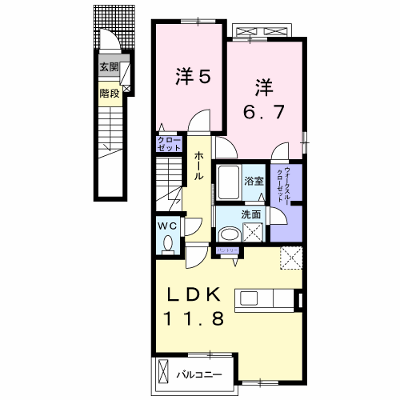 サルビアコート 201【管理NO：1-021143701-02010】 ★家具家電は申し込み後に搬入します★ ★2026年10月中旬入居可能★の外観画像