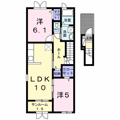 プラシードガーデンⅢ 205【管理NO：1-020431803-02050】 ★家具家電は申し込み後に搬入します★ ★2026年10月上旬入居可能★の外観画像