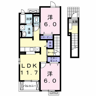 クロシェットⅣ 202【管理NO：1-014839601-02020】 ★家具家電は申し込み後に搬入します★ ★2026年10月下旬入居可能★の外観画像