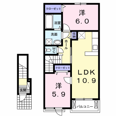 グランディールＢ　（小瀬町） 206【管理NO：1-021272702-02050】 ★家具家電は申し込み後に搬入します★ ★2026年09月下旬入居可能★の外観画像