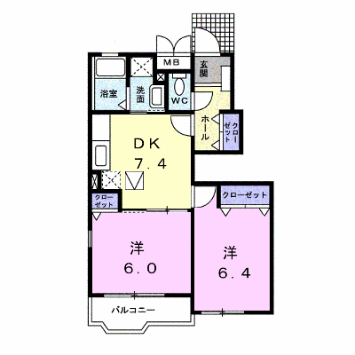 ミニヨンフルールＢ 105【管理NO：1-012914402-01040】 ★家具家電は申し込み後に搬入します★の外観画像