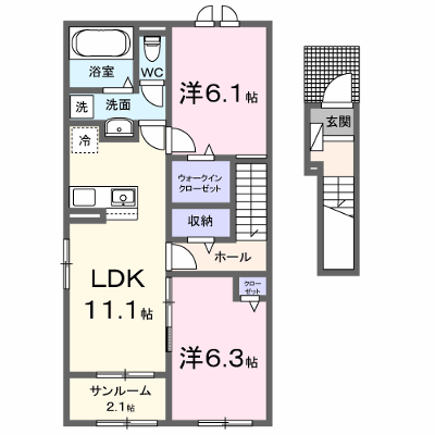 レ・トロワ・ヴァレ 202【管理NO：1-028755701-02020】 ★家具家電は申し込み後に搬入します★ ★2027年01月下旬入居可能★の外観画像