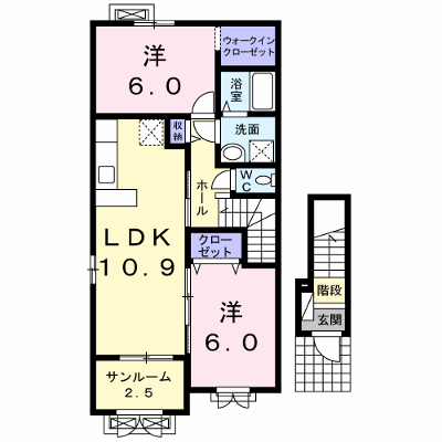 ファミーユ 201【管理NO：1-019578601-02010】 ★家具家電は申し込み後に搬入します★ ★2026年10月下旬入居可能★の外観画像