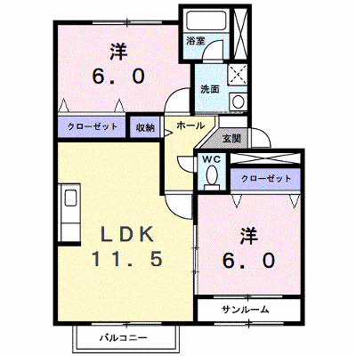 アベニューⅡ 202【管理NO：1-005734002-02020】 ★家具家電は申し込み後に搬入します★ ★2026年10月中旬入居可能★の外観画像