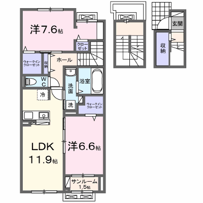 セージ２ｎｄ 304【管理NO：1-027183102-03040】 ★家具家電は申し込み後に搬入します★ ★2026年10月中旬入居可能★の外観画像