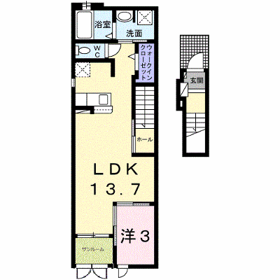 ル・クール　Ⅰ 206【管理NO：1-026357801-02060】 ★家具家電は申し込み後に搬入します★ ★2026年10月下旬入居可能★の外観画像