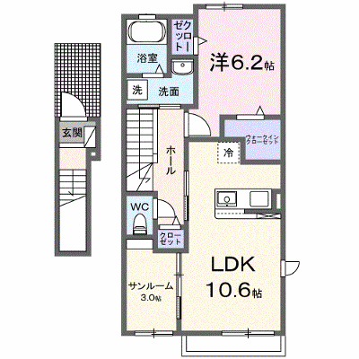 フェリス　エス 201【管理NO：1-027555501-02010】 ★家具家電は申し込み後に搬入します★の外観画像