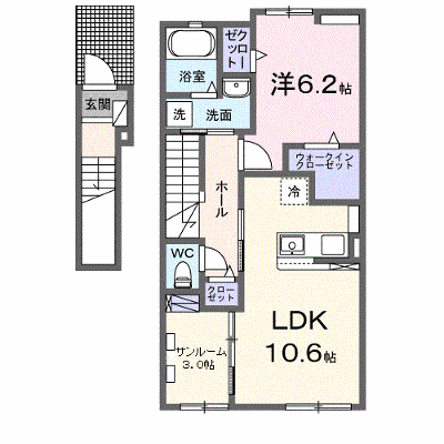 オーブ 202【管理NO：1-027403301-02020】 ★家具家電は申し込み後に搬入します★ ★2026年11月中旬入居可能★の外観画像