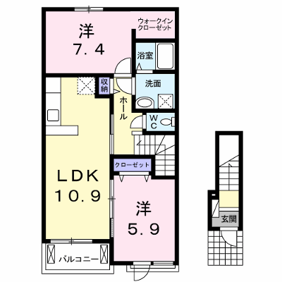 ソレイユ・プロムナード 202【管理NO：1-020114001-02020】 ★家具家電は申し込み後に搬入します★ ★2026年11月中旬入居可能★の外観画像
