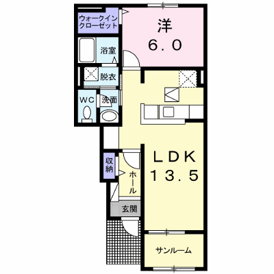 サニープラシード 104【管理NO：1-020535101-01040】 ★家具家電は申し込み後に搬入します★ ★2026年11月中旬入居可能★の外観画像