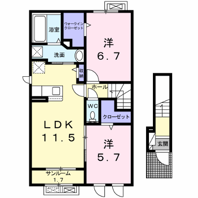 ドムスサンセールⅥ　Ｂ 201【管理NO：1-026242402-02010】 ★家具家電は申し込み後に搬入します★ ★2026年10月上旬入居可能★の外観画像