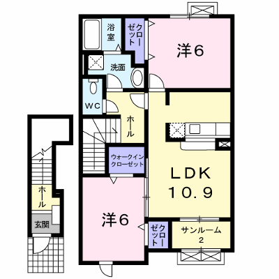 モンソレイユⅡ 202【管理NO：1-013709702-02020】 ★家具家電は申し込み後に搬入します★ ★2026年10月下旬入居可能★の外観画像