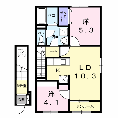 クレール亀山 204【管理NO：1-028846001-02040】 ★家具家電は申し込み後に搬入します★ ★2027年02月中旬入居可能★の外観画像