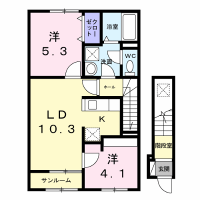 クレール亀山 203【管理NO：1-028846001-02030】 ★家具家電は申し込み後に搬入します★ ★2027年02月中旬入居可能★の外観画像
