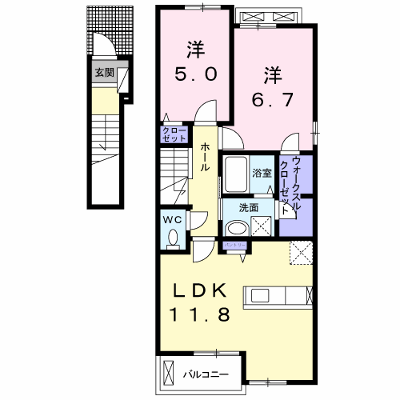 プラスターⅡ 201【管理NO：1-020835802-02010】 ★家具家電は申し込み後に搬入します★ ★2026年11月中旬入居可能★の外観画像