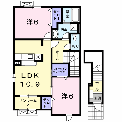 モンソレイユⅡ 201【管理NO：1-013709702-02010】 ★家具家電は申し込み後に搬入します★ ★2026年11月中旬入居可能★の外観画像