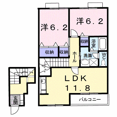 ラフィネシャトレーⅡ番館Ｂ 203【管理NO：1-010419202-02030】 ★家具家電は申し込み後に搬入します★の外観画像